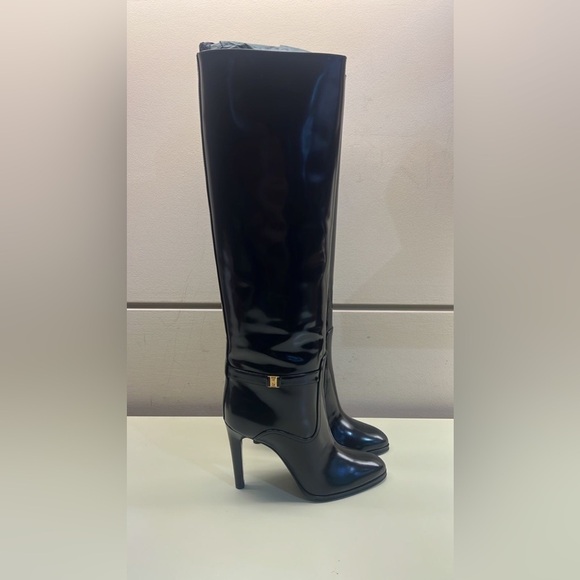 Saint Laurent Shoes - Saint Laurent Diane Black knee high leather high Heeled Boots size EU 39 NWT